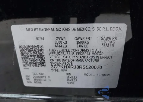 2024 Honda Prologue Touring из США, поврежденный, VIN 3GPKHXRJ8RS520070